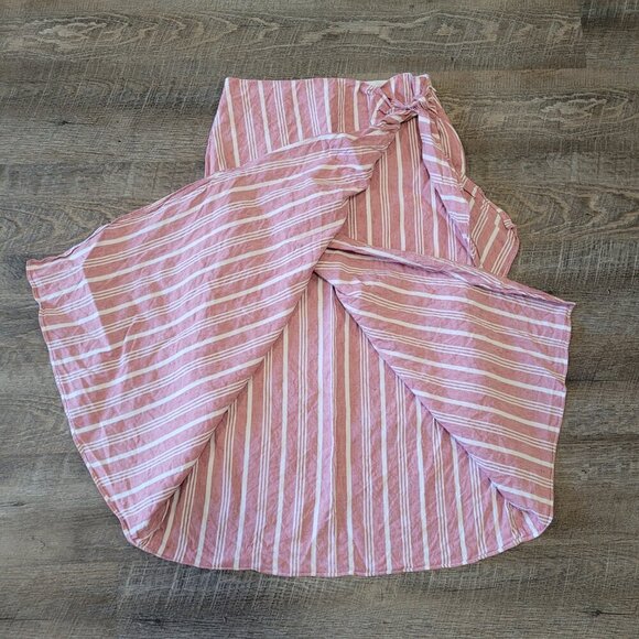 CLUB MONACO | Wrap Stripe Linen Skirt | Sz. 0 - Picture 6 of 9